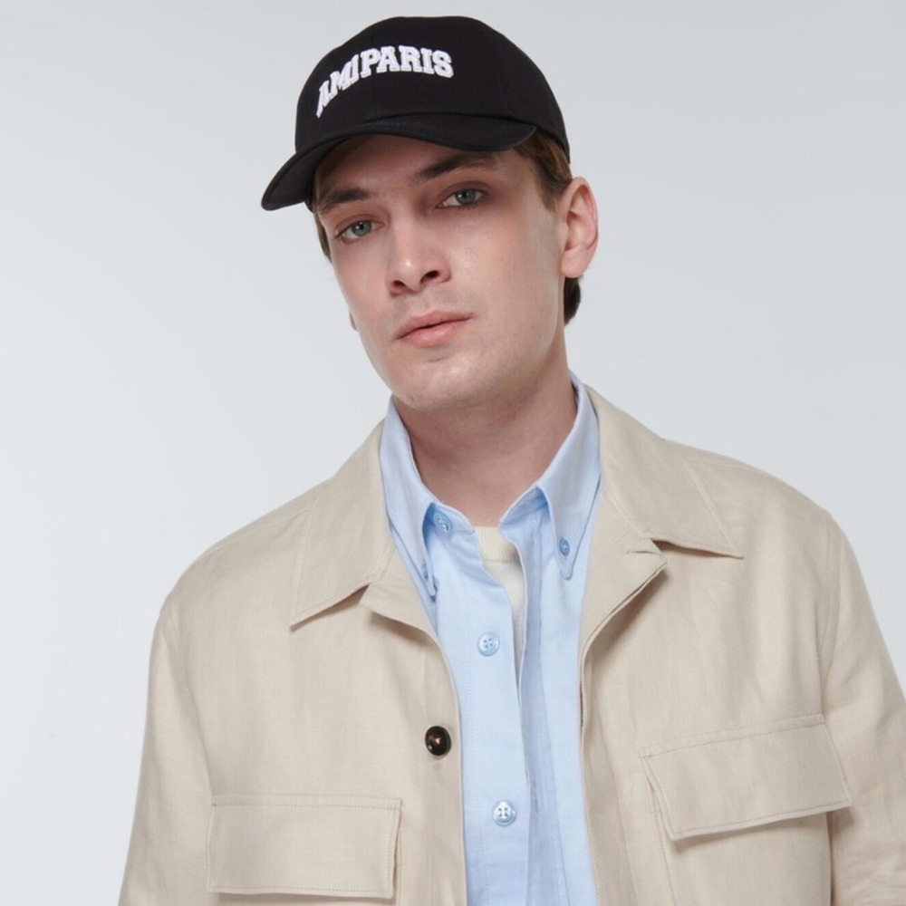 Ami Paris Logo cotton canvas cap